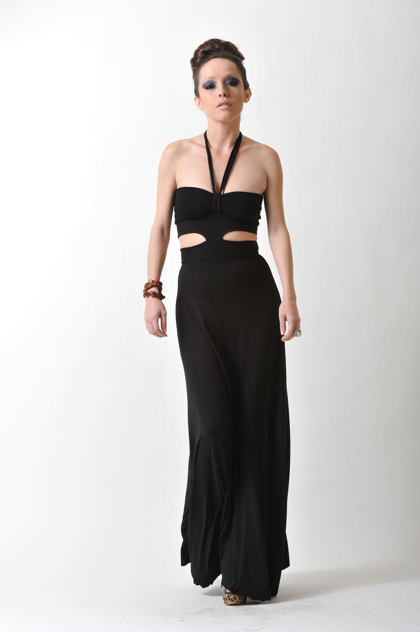 Long A-Line Halter Maxi with side cut outs, maxi dress, black maxi dresses, long dresses, maxi dress, Maxi dresses, long black dresses,