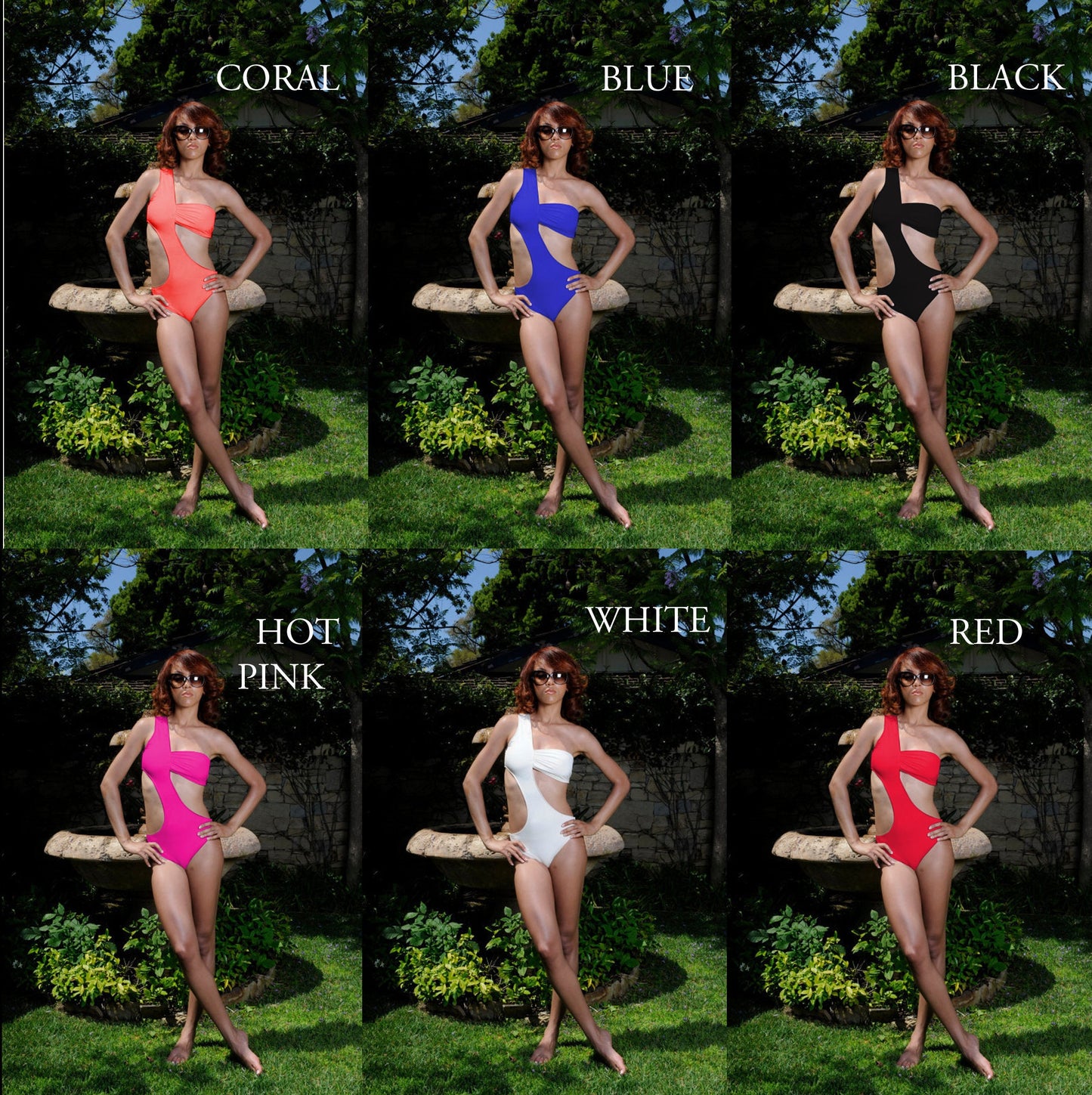 Asymmetrical Solid Color One-Piece Swimsuit