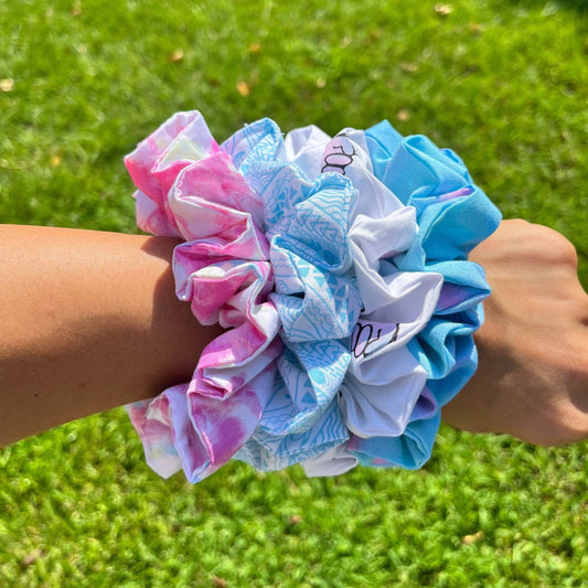 Pink and Blue non-stretch Scrunchie