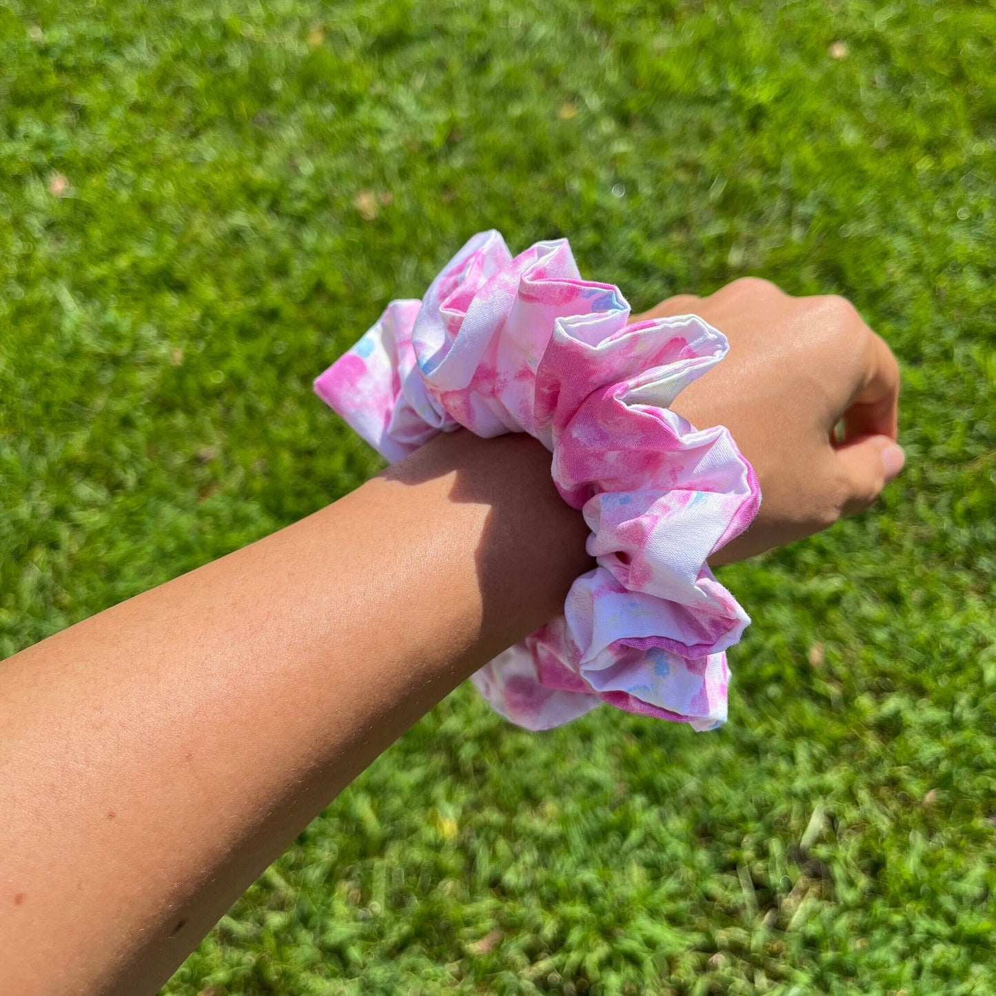 Pink and Blue non-stretch Scrunchie