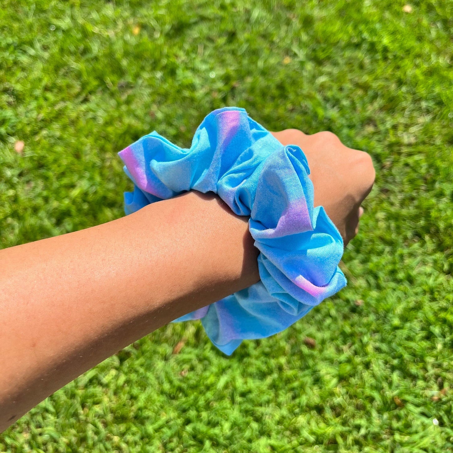 Pink and Blue non-stretch Scrunchie