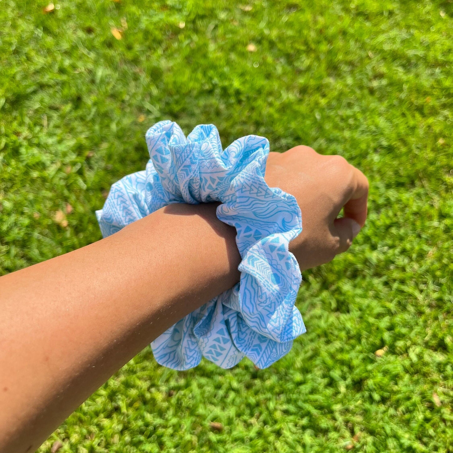 Pink and Blue non-stretch Scrunchie