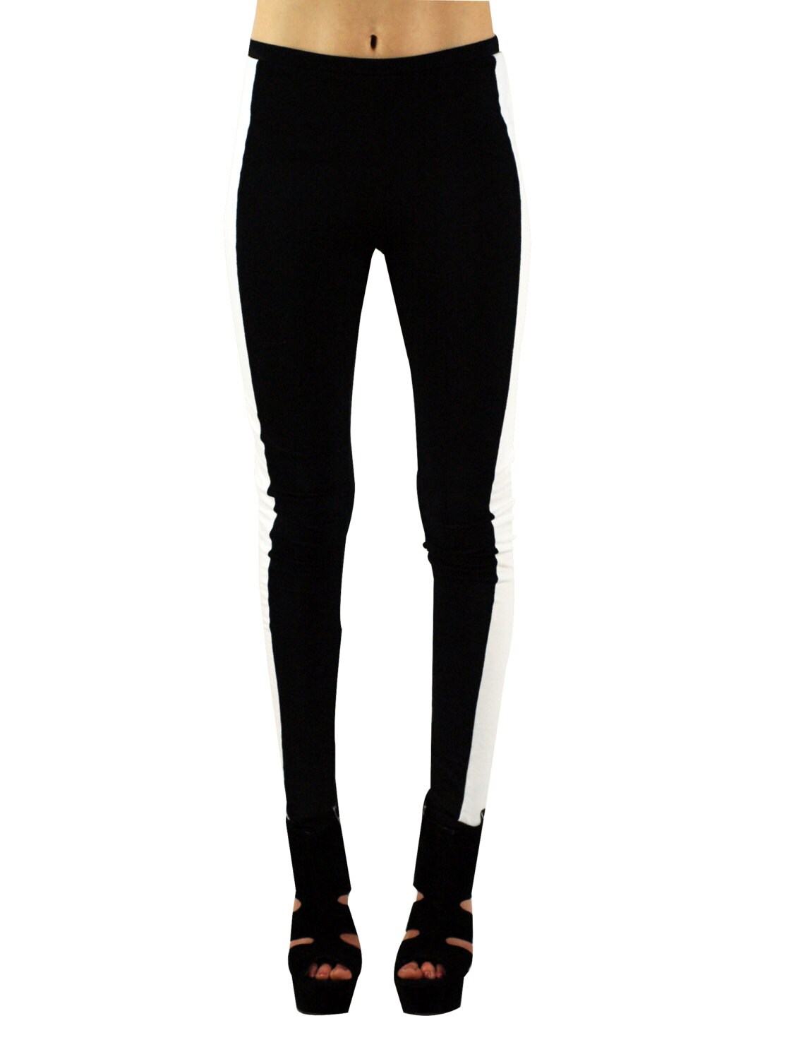 Ella Black and White Tuxedo Stripe Leggings