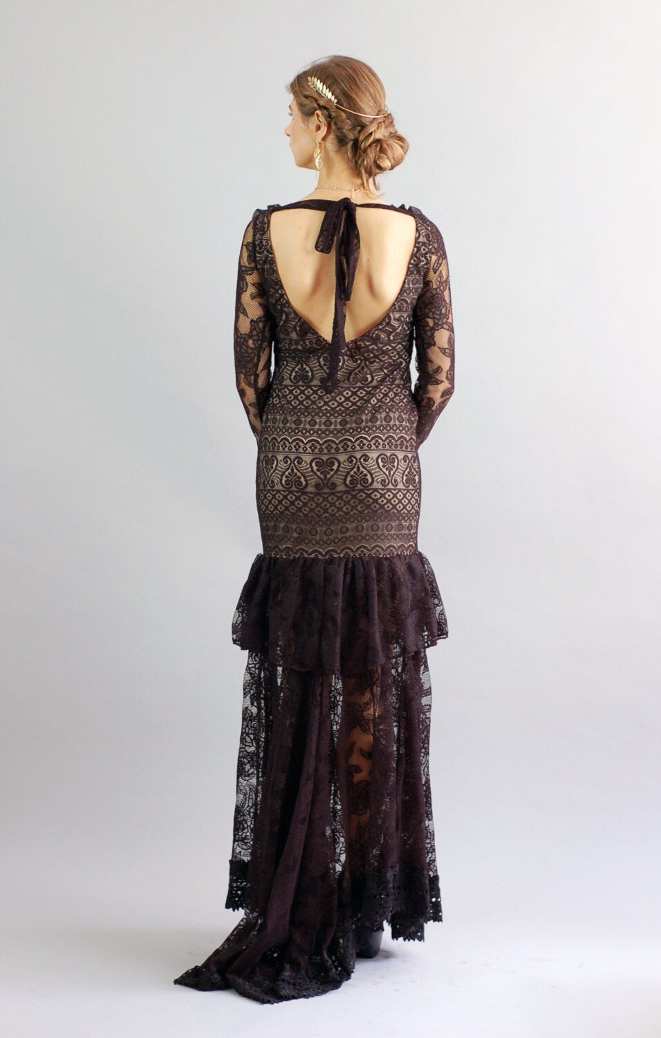 Constance Black Lace Gown-Size Small